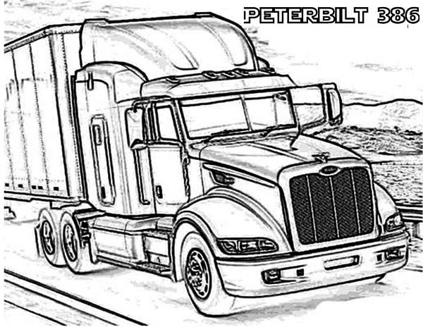 A Peterbilt 386 Semi Truck Coloring Page