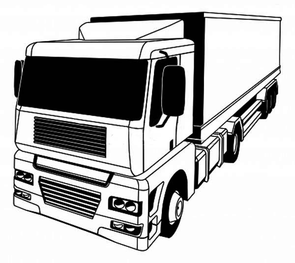 A Stylised Semi Truck Coloring Page