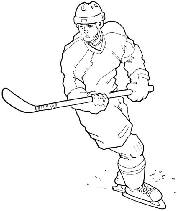 Amazing Hockey Player Coloring Page