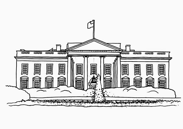 American White House in Houses Coloring Page
