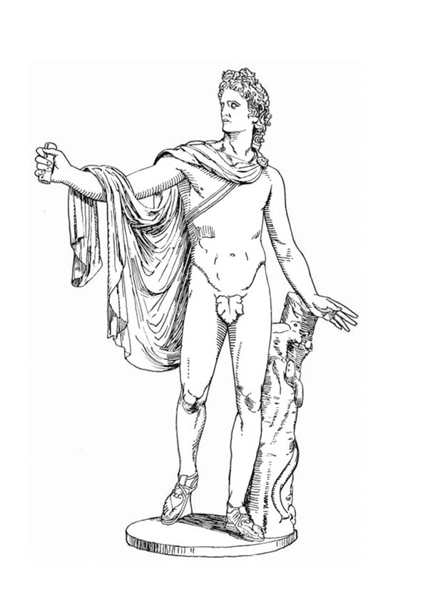 Apollo Statue from Greek Gods and Goddesses Coloring Page