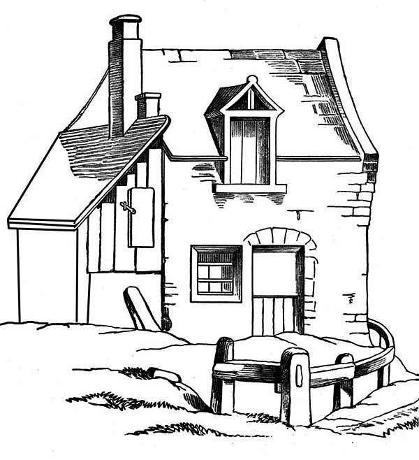 Awesome Barn House in Houses Coloring Page