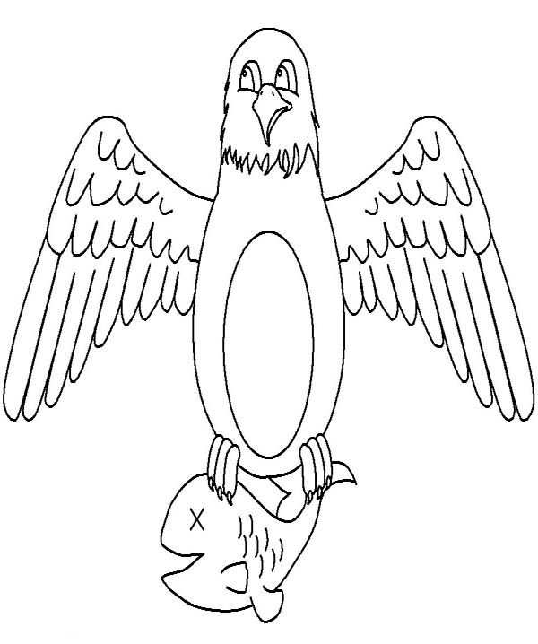 Bald Eagle Catching Fish Coloring Page