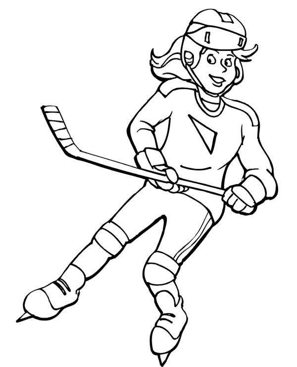 Beautiful Hockey Player Coloring Page