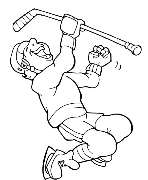 Celebrating Goal in Hockey Coloring Page