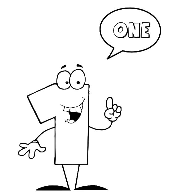 Character Say Number One Coloring Page
