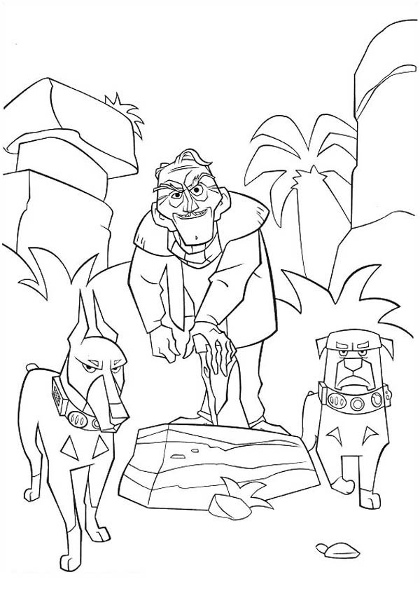 Charles F Muntz and His Dog Alpha and Beta in Disney Up Coloring Page