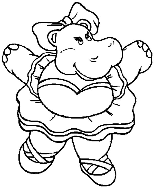 Cheerleader Hippo Coloring Page