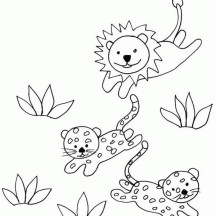 Cheetah Chased by Lion Drawing Coloring Page