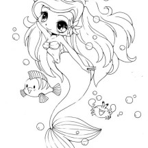 Chibi Little Mermaid and Her Friends Coloring Page