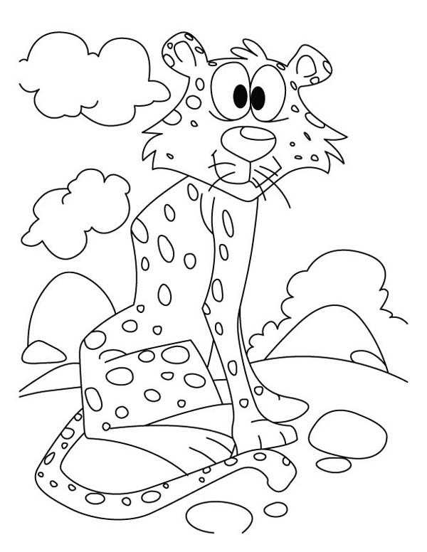 Comical Cheetah Drawing Coloring Page