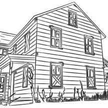 Cowboys Houses Coloring Page