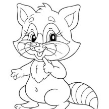 Cute Little Raccoon Coloring Page
