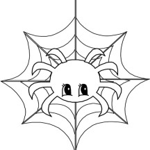 Cute Little Spider on Spider Web Coloring Page