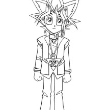 Cute Little Yugi Muto in Yu Gi Oh Coloring Page
