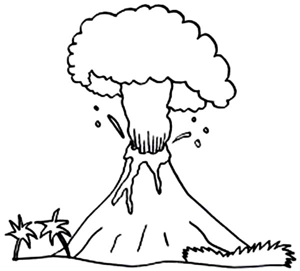 Dangerous Volcano Eruption Coloring Page
