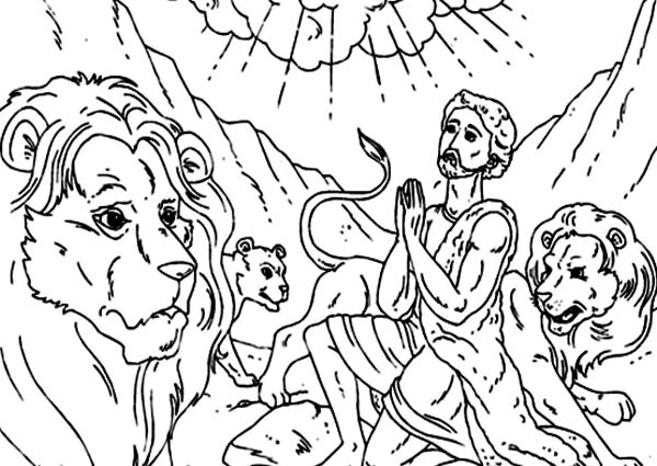 Daniel Praying in Daniel and the Lions Den Coloring Page