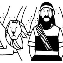 Daniel and Two Lions in Daniel and the Lions Den Coloring Page