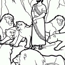 Daniel and the Lions Den Picture Coloring Page