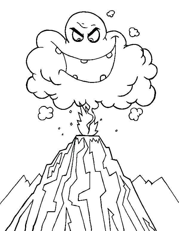 deadly hot ash cloud in volcano eruption coloring page