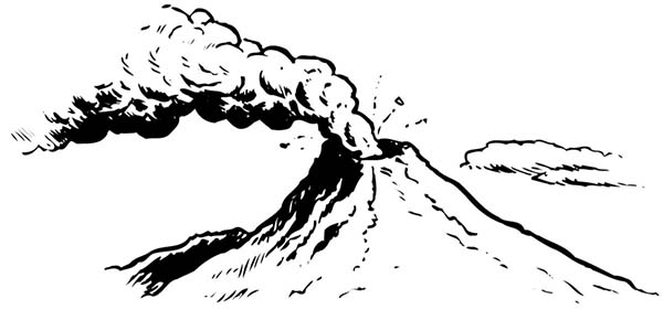 Fantastic Picture of Erupting Volcano Coloring Page