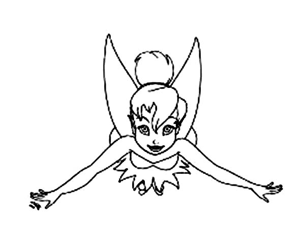 Flying Tinkerbell Coloring Page