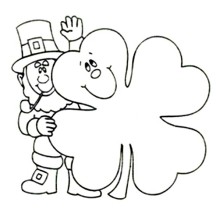 Four-Leaf Clover and an Irish Guy Coloring Page