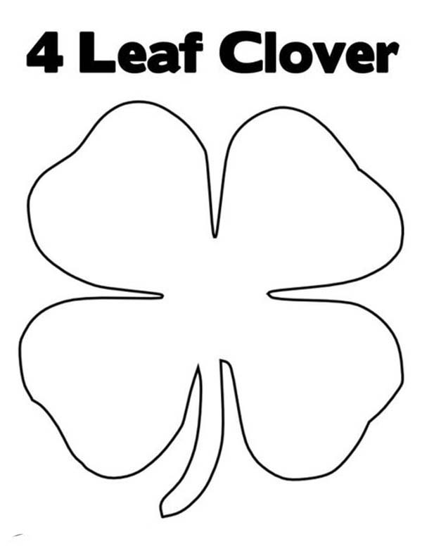 Four-Leaf Clover for Good Luck Coloring Page