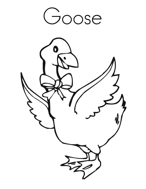 Goose with Ribbon Spread His Wing Coloring Page