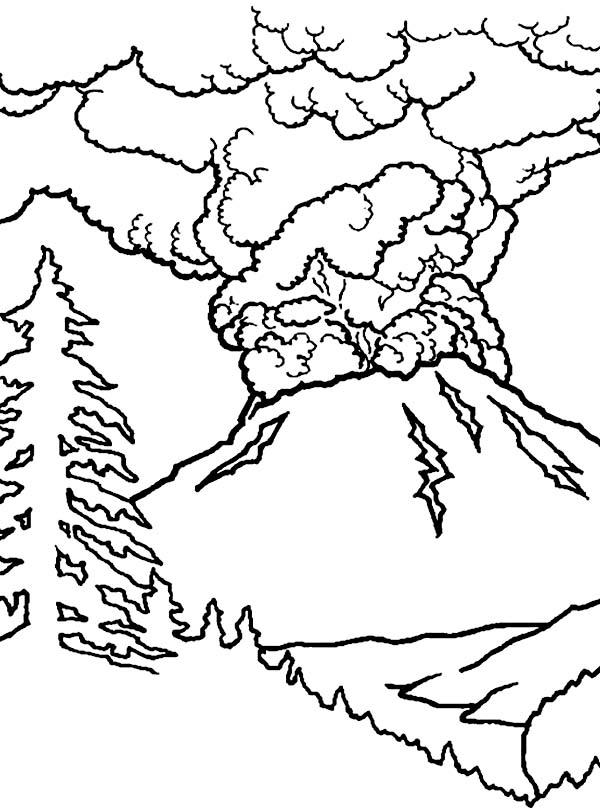 Great Volcano Eruption Coloring Page