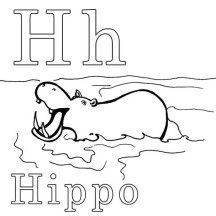 H is for Hippo Coloring Page