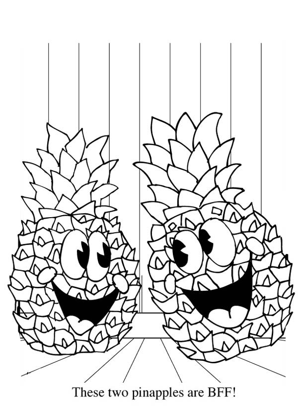 Hawaiian Fruit Pineapple Coloring Page
