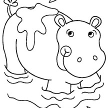 Hippo Bathing Coloring Page
