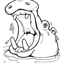 Hippo Soaking in the River Coloring Page