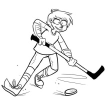 Hockey Player Keep the Puck Coloring Page