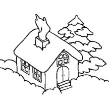 House Covered by Snow in Houses Coloring Page
