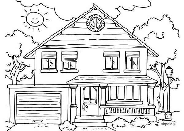House Front Yard in Houses Coloring Page