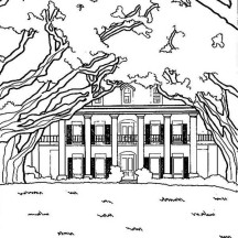 House with a Lot of Tree in Houses Coloring Page