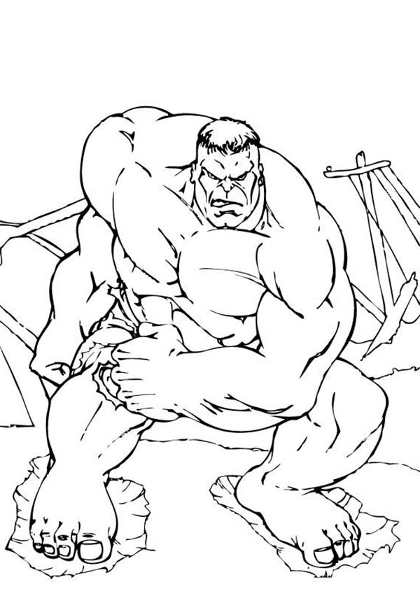 Hulk Jumping from the Bridge Coloring Page