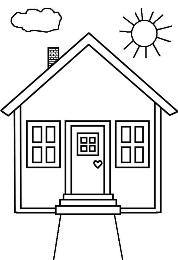 Kid Drawing of House in Houses Coloring Page NetArt