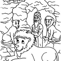 King Darius Put Daniel into Lions Den in Daniel and the Lions Den Coloring Page
