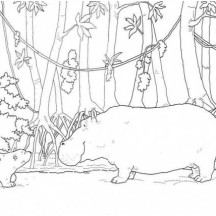 Little Bear Meet Hippo Coloring Page