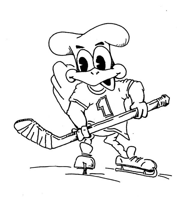Little Duck Hockey Player Coloring Page