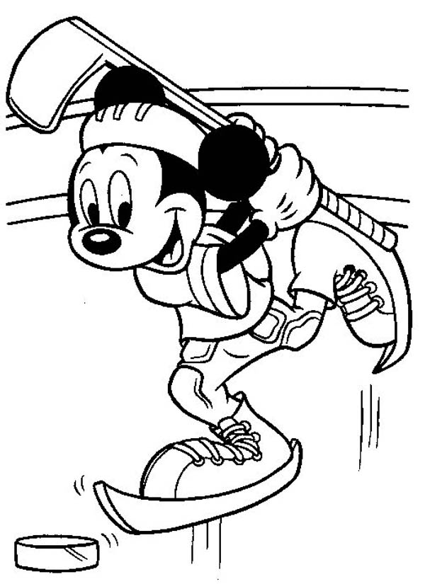 Mickey Mouse Hockey Coloring Page