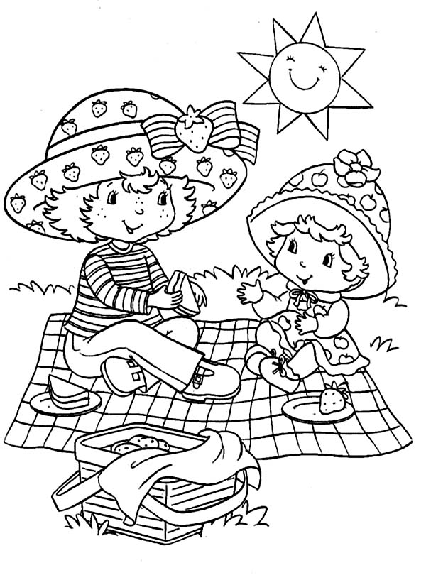Mother and Baby Picnic Coloring Page