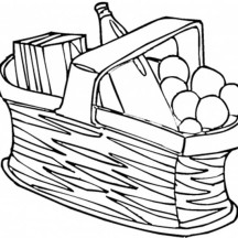 Picnic Food in the Basket Coloring Page