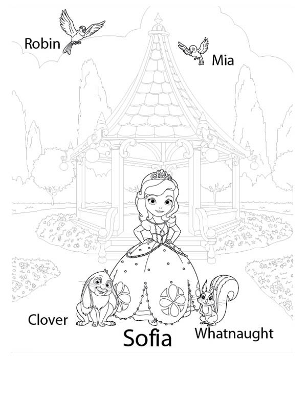 Princess Sofia and Her Friends in Sofia the First Coloring Page