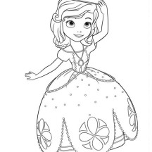 Princess Sofia the First with Book on Her Head Coloring Page