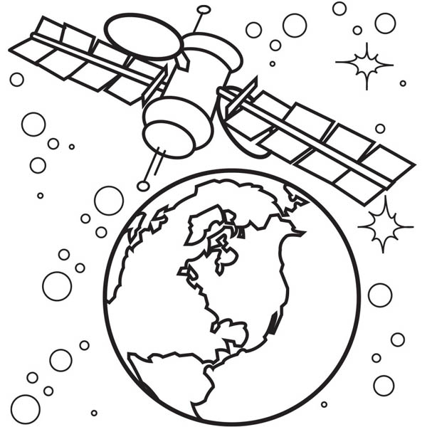 Satellite of Spaceship Coloring Page