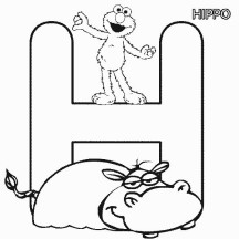 Sesame Street Elmo with Hippo Coloring Page